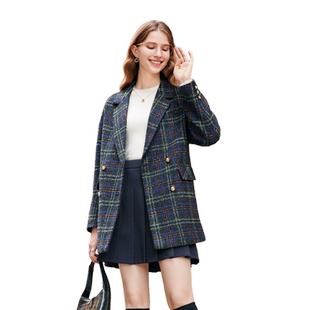 betu百图女装2025年冬季新款学院风气质西装领毛呢大衣呢子外套