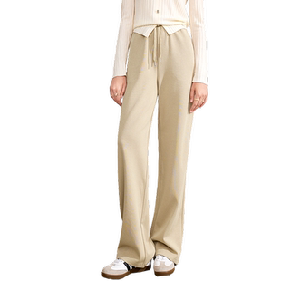 betu百图浅绿色垂感松紧腰卫裤女2025年秋季新款高腰休闲裤长裤