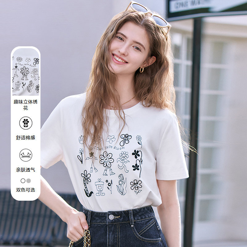 betu百图减龄可爱印花T恤女士短袖2026年春季新款圆领小衫上衣