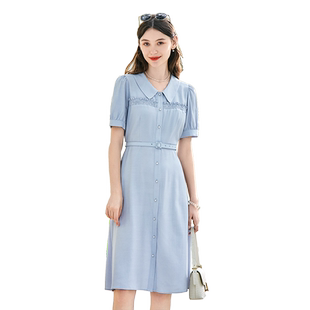 betu百图女装2026年夏季新款短袖翻领气质通勤OL衬衫连衣裙子