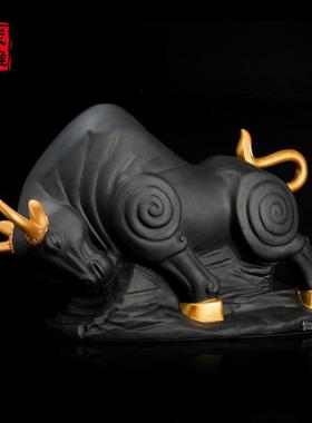 金乌炭雕 神牛 活性炭立体摆件 玄关酒柜书柜创意装饰品实用礼品