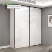 简单现代白色滑动门整体大衣柜实木卧室家具全屋定制