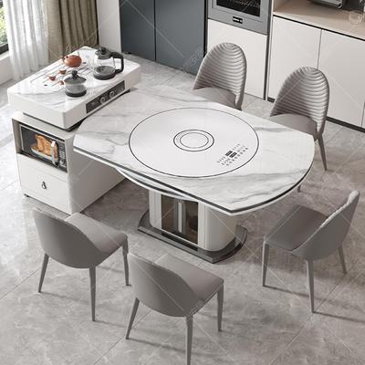 岩板岛台餐桌一体家用伸缩轻奢多功能方圆两用岩板餐桌椅2025新款
