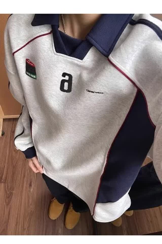 男新品美式球衣运动衣服翻领POLO衫拼接长袖T恤513AWY2252P47,男装Polo衫,星座513A