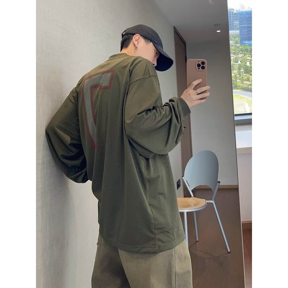 美式高街重磅长袖t恤男卫衣服复古潮牌内搭打底衫513ACT2258P38,男装T恤,星座513A