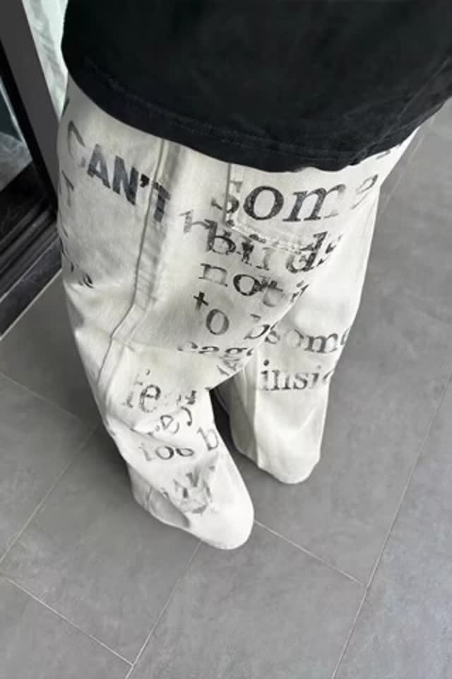 美式街头涂鸦字母牛仔裤男女高街做旧直筒裤513ACK2228P47,男装牛仔裤,星座513A