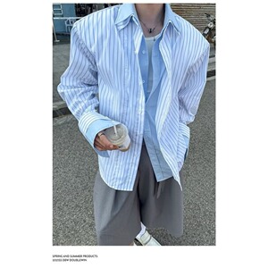 百搭时尚气质高质量假两件拼接长袖衬衫潮流新款513ACS2256P47图片