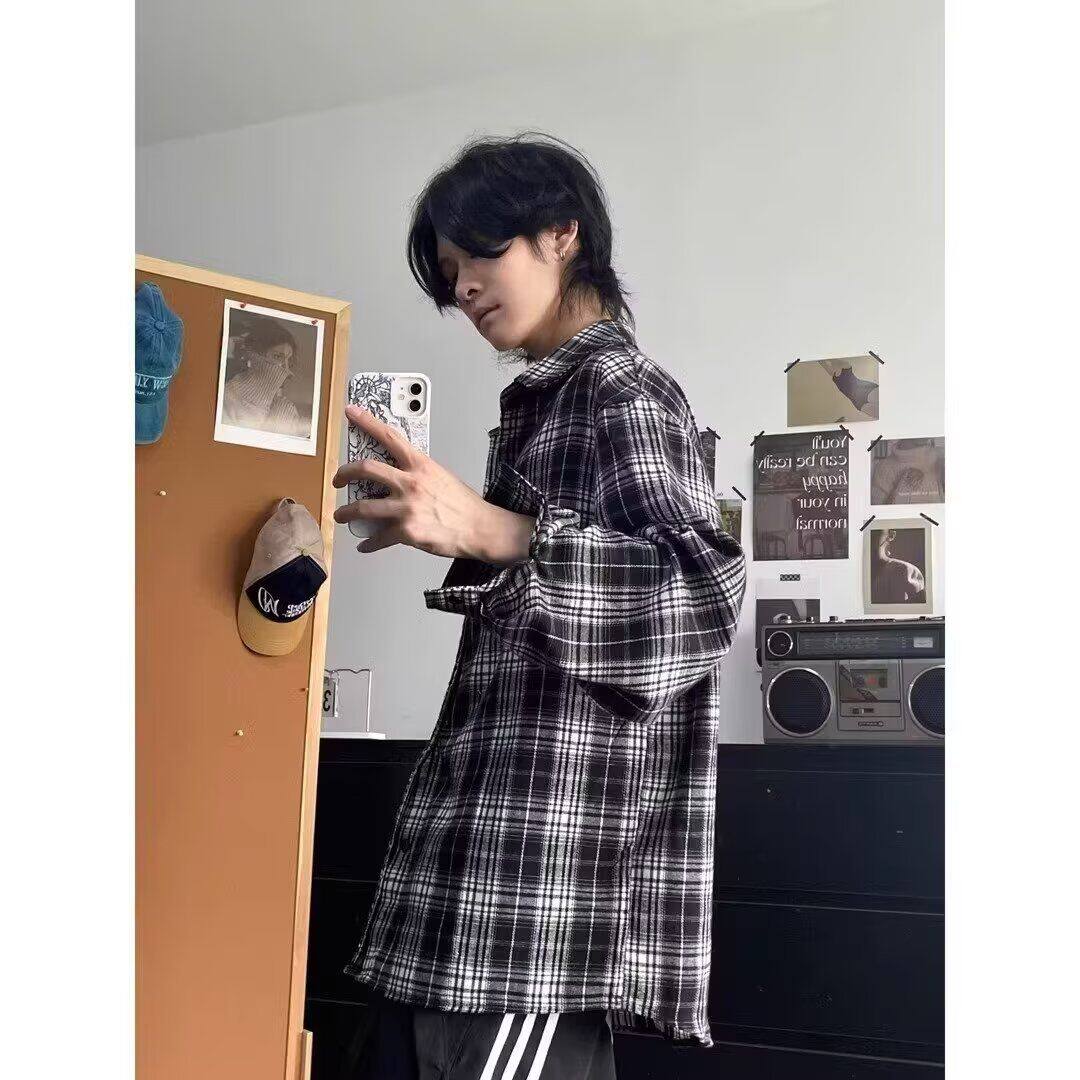 长袖衬衫日系港风宽松衬衣男潮流百搭休闲外套513ACS2163P35,男装衬衫,星座513A