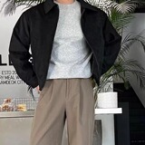 美式鹿皮绒短款男棕色外套韩系工装夹克上衣513AJK2296P58，男装夹克，星座513A