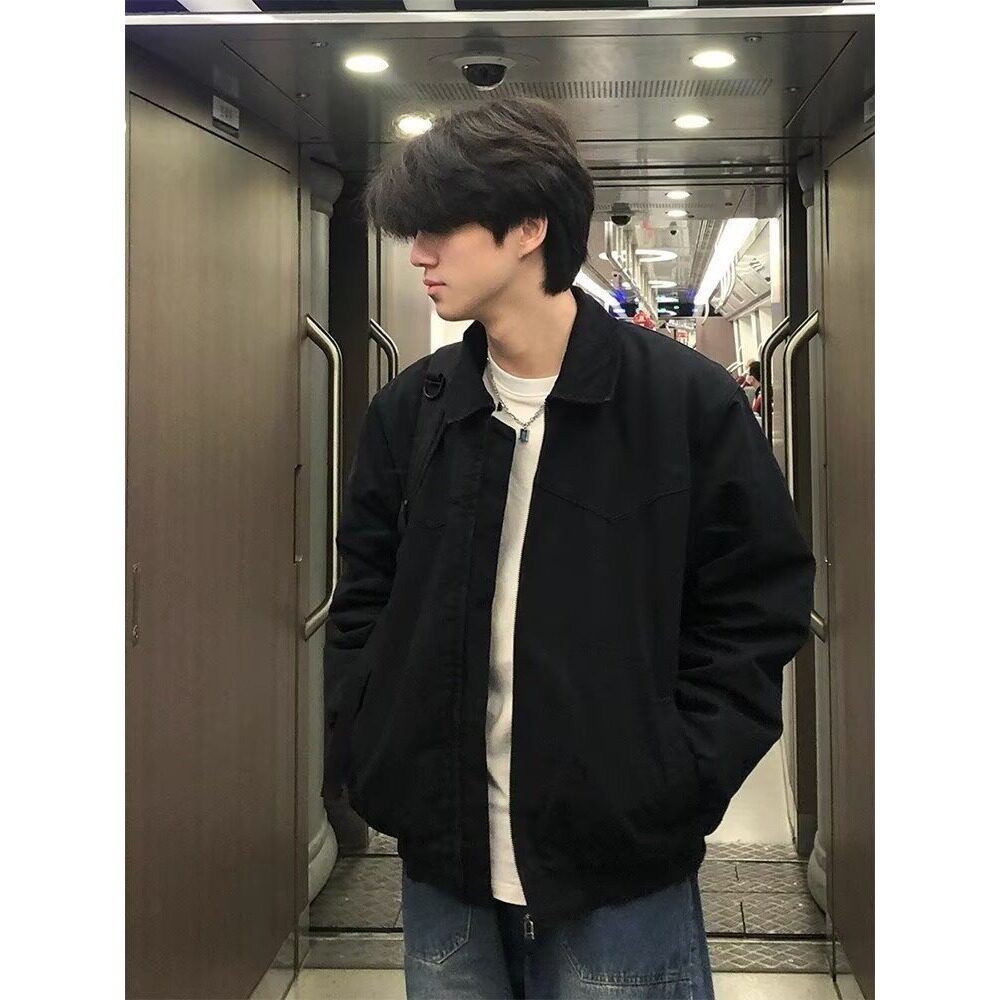 vintage水洗帆布牛仔外套男款秋季潮牌美式翻领底特律工装夹克,男装夹克,星座513A