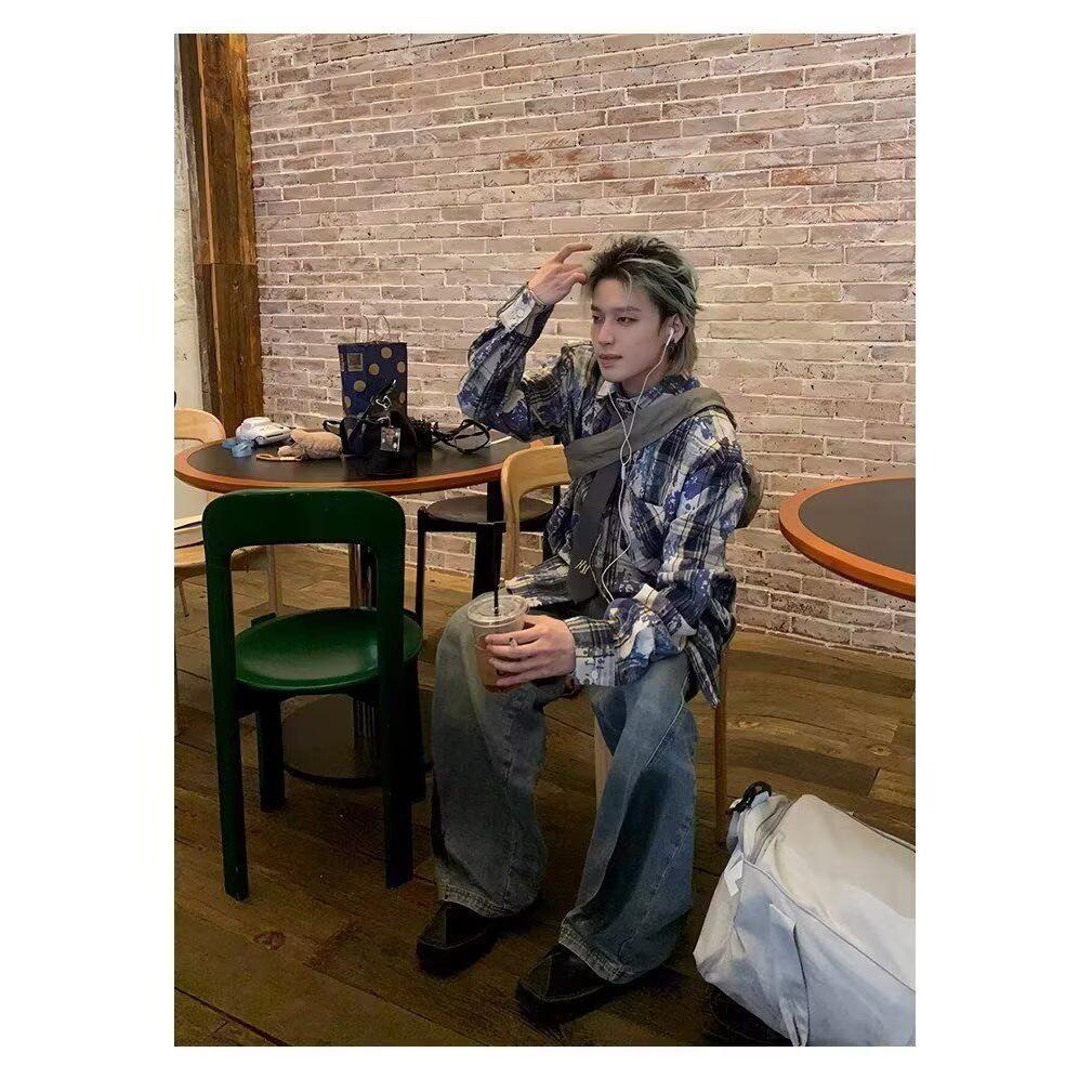 长袖衬衫日系港风宽松衬衣男潮流百搭休闲外套513ACS2134P33,男装衬衫,星座513A