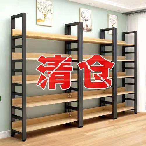 推荐书架落地简易多o层铁艺货架书柜钢木展示O架客厅储物收纳层架