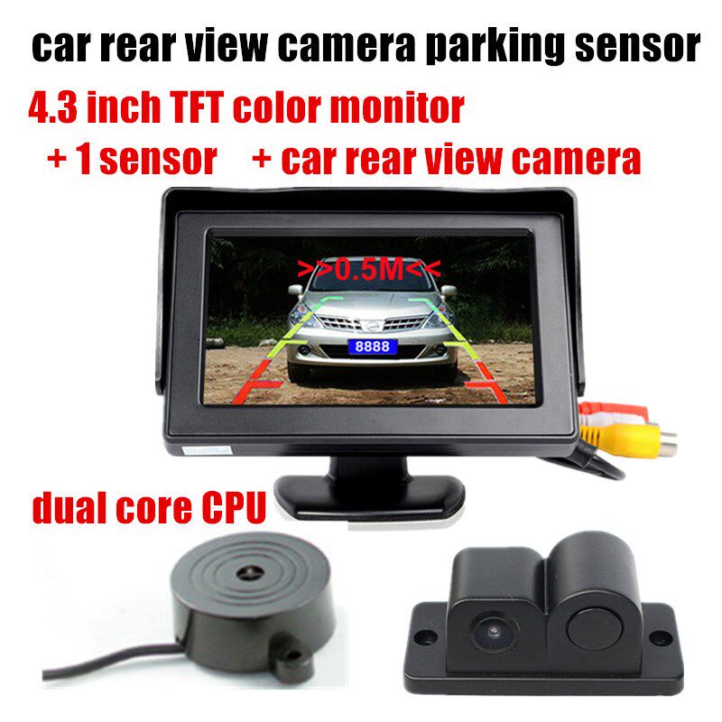 2 in 1 Belack Wide Viewing Angle TFT Car Rearview Camera Vid