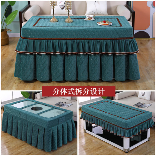 新款烤火桌子罩套正方形烤火罩套麻E将机罩子电炉套电取暖炉桌布