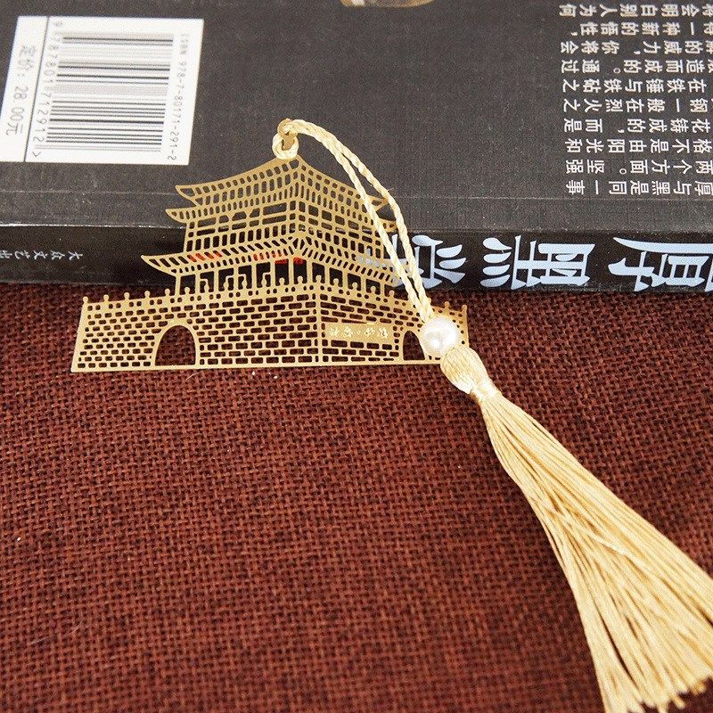 创意金属b黄铜书签秦始皇马车西安鼓楼大雁塔旅游风景区文创书签