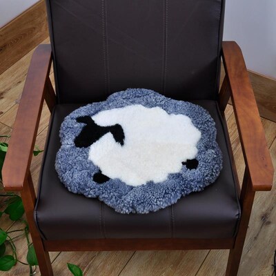 卷羊毛椅子垫沙发垫坐垫卷毛动物图案O椅垫多莉羊梅花垫