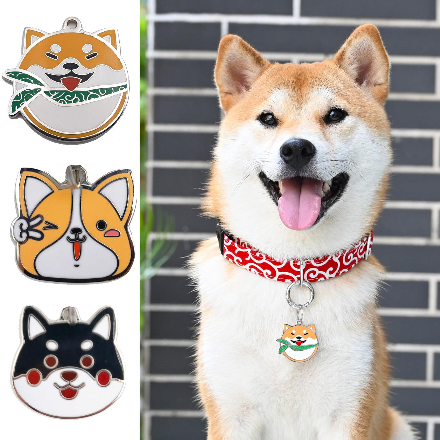 金属狗牌柴犬柯基铭牌身份牌防走失激光刻字合金名牌定做订制包邮