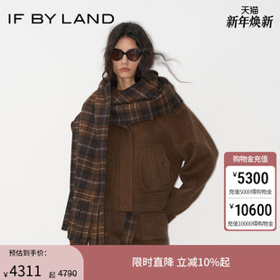 新款 LAND 2025秋季 格纹双面呢围巾夹克外套 设计师品牌