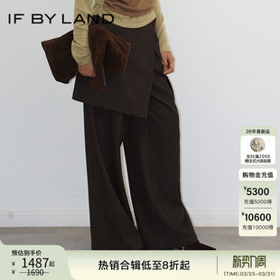 设计师品牌 LAND 2025秋冬新款 棕色可拆卸屁帘长裤 女 休闲裤