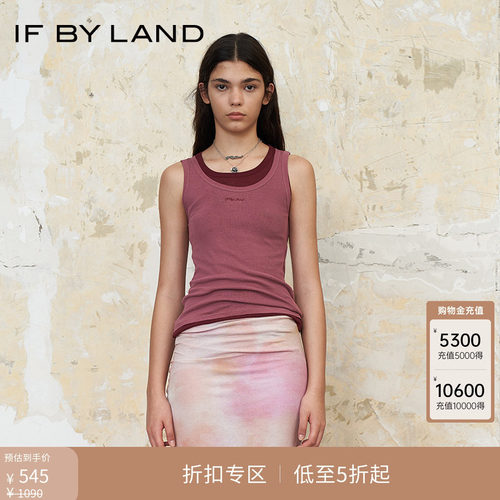 IF BY LAND假两件刺绣LOGO背心