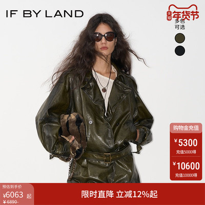 IFBYLAND金属丝绵羊皮革外套