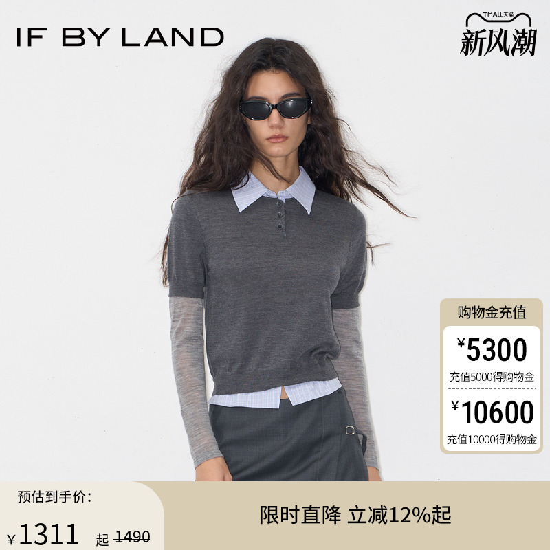 IFBYLAND深灰色格子针织衫