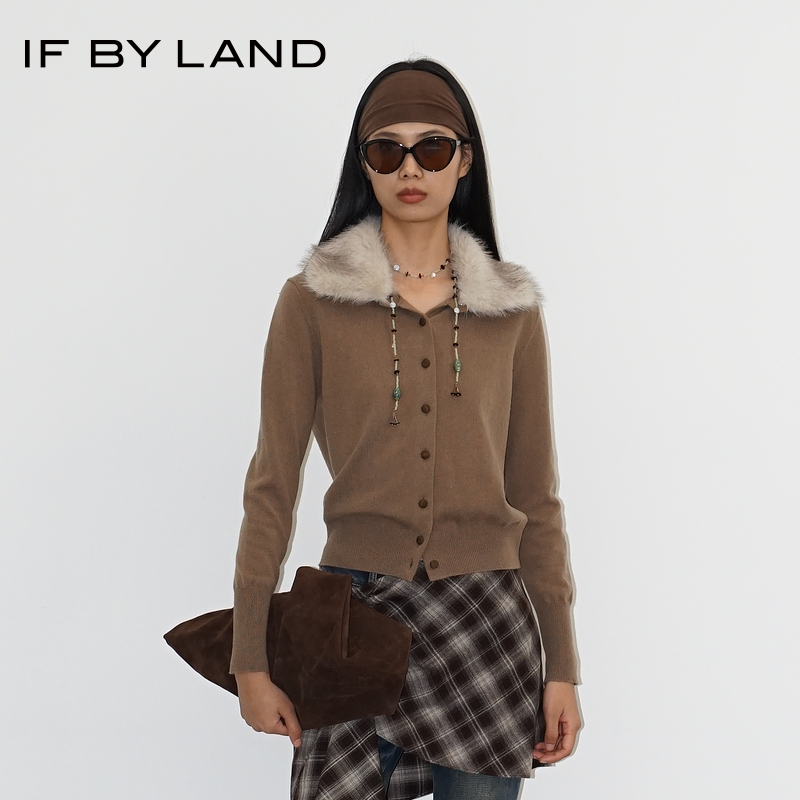 IFBYLAND浅卡其色翻领针织衫