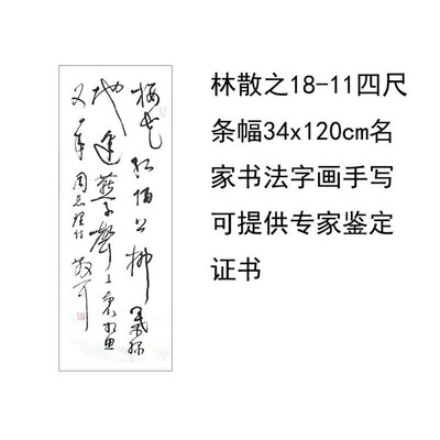临摹手写林散f之书法四尺对开34x136cm名家题字字画四尺可提供鉴