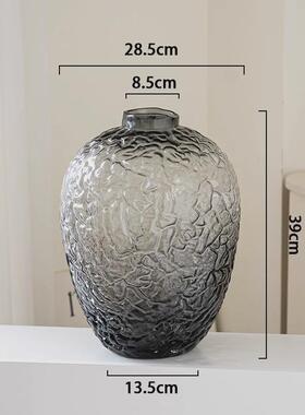 轻奢现代锤纹创意吊钟玻璃花瓶桌面家居插花三件套W售楼处装饰摆