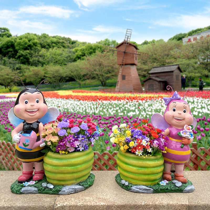极速卡通蜜蜂玻璃钢花o盆雕塑摆件创意户外花园别墅庭院兔子花缸,家居饰品,花盆,淘宝优惠券,粉丝福利购,淘宝优惠卷