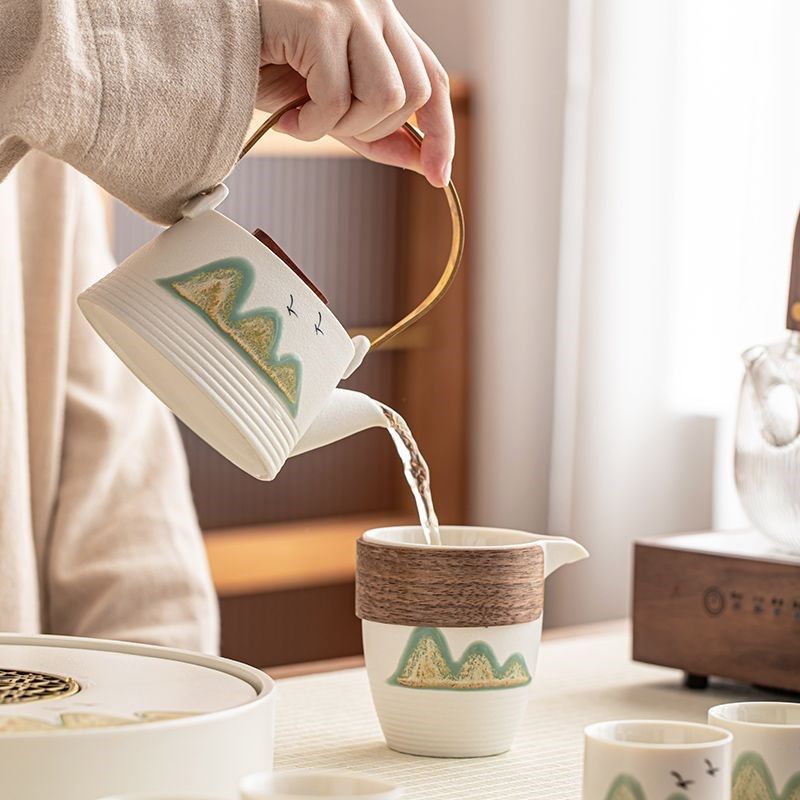 远山陶瓷功夫茶具套装家用现代简约办公室整套日式V茶壶茶杯礼盒,餐饮具,功夫茶具,淘宝优惠券,粉丝福利购,淘宝优惠卷