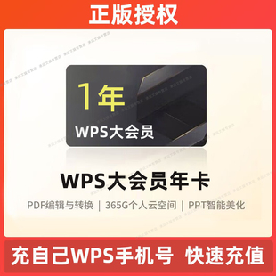 WPS大会员1年卡372天含稻壳会员wps超级会员年卡wps会员12月一年
