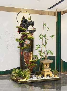 中式水景观室内流水生财喷泉落地招财摆件客厅办公造X景创意循环