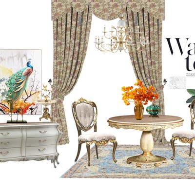 窗帘面料布料GJM0730金R彩绣花3色可选