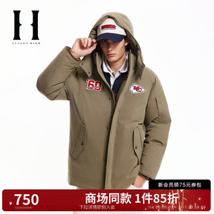 SEASON HIGH男装NFL联名酋长队冬季新款抽绳可拆卸连帽宽松羽绒服