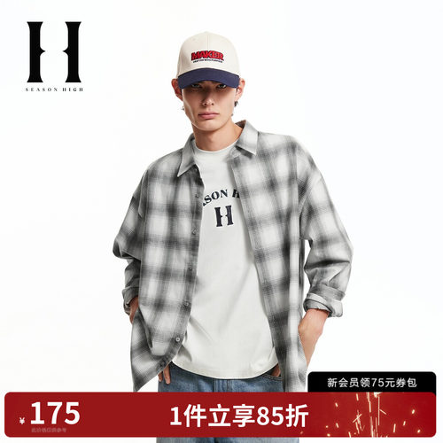 廓形版型；衬衫领型；衣身格纹图案