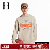 SEASON HIGH男装 NFL联名丹佛野马队口袋刺绣宽松抽绳连帽上衣