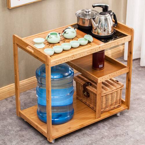 茶桌家用小茶台迷你移动茶几茶车客厅阳台L烧水泡茶柜茶具收纳架