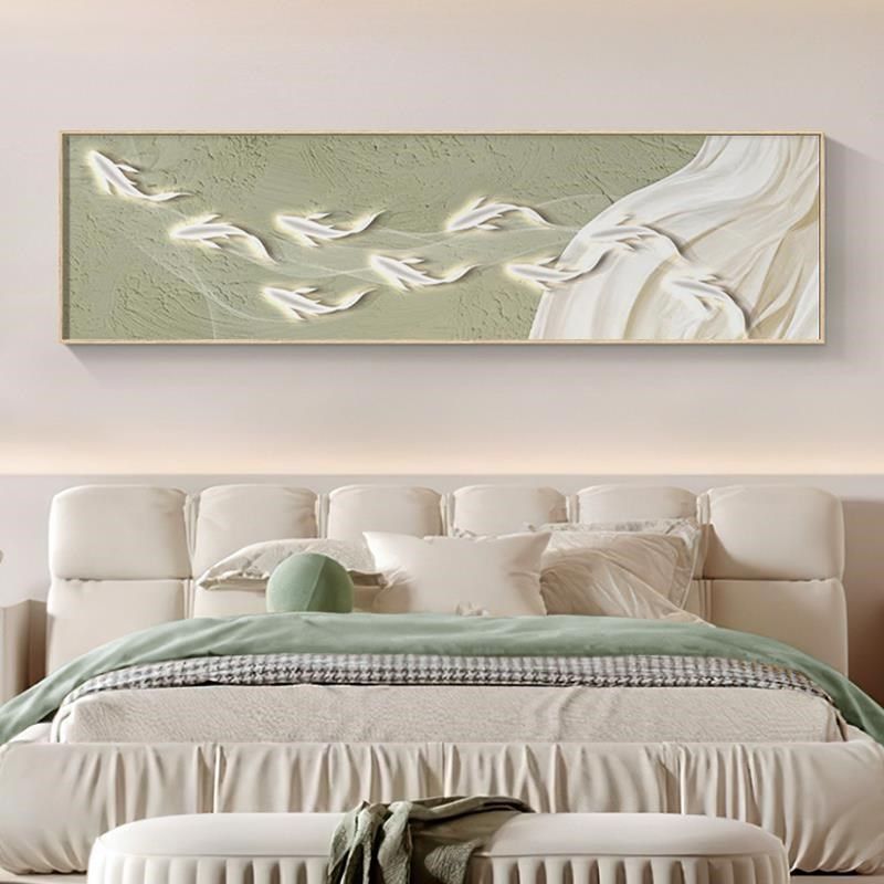 定做九鱼厅生财高l现卧代轻客装饰端奢店横画版壁画高级感室床头,家居饰品,现代装饰画,淘宝优惠券,粉丝福利购,淘宝优惠卷