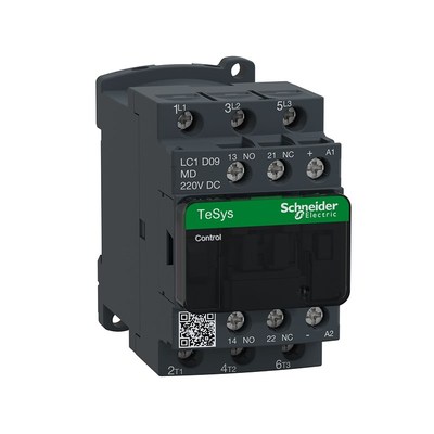 施耐德TeSys D系列三极交流接触器9A 220VDC 1NO+1NRC  LC1D09MDC