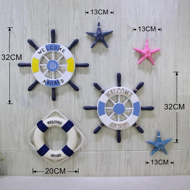 MNX2地中海风格m船锚船r舵装饰挂件儿童房间挂饰海洋风玄关书房墙