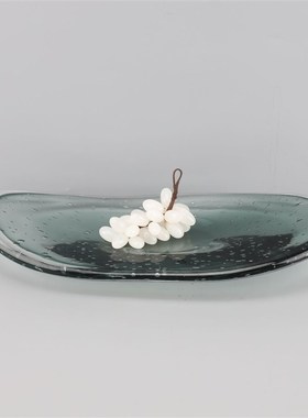 北欧创意琉璃盘摆件样板房办公室D卧室客厅餐厅书房桌面家居饰品