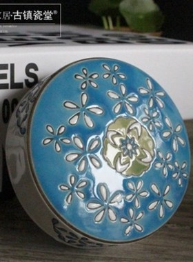 景德镇陶瓷四方罐k现代欧式陶瓷储物罐家居书房装饰新房摆件工艺