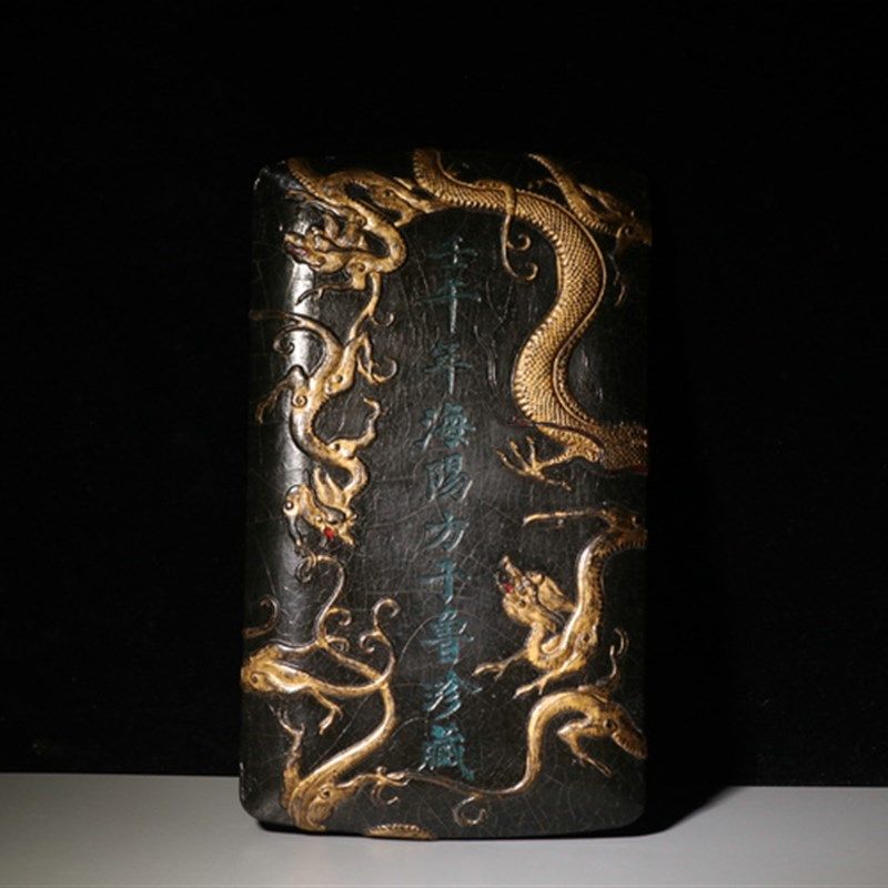 古版徽墨精品f墨文化精髓古人设计模具的一条精品墨条收藏摆件