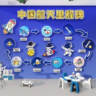 幼儿园中国航天航空里程碑环创科技E爱国太空主题文化走廊教室墙