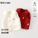 婴儿秋冬款 三层保暖对开马甲男女宝宝春秋大红背心空气棉夹棉坎肩