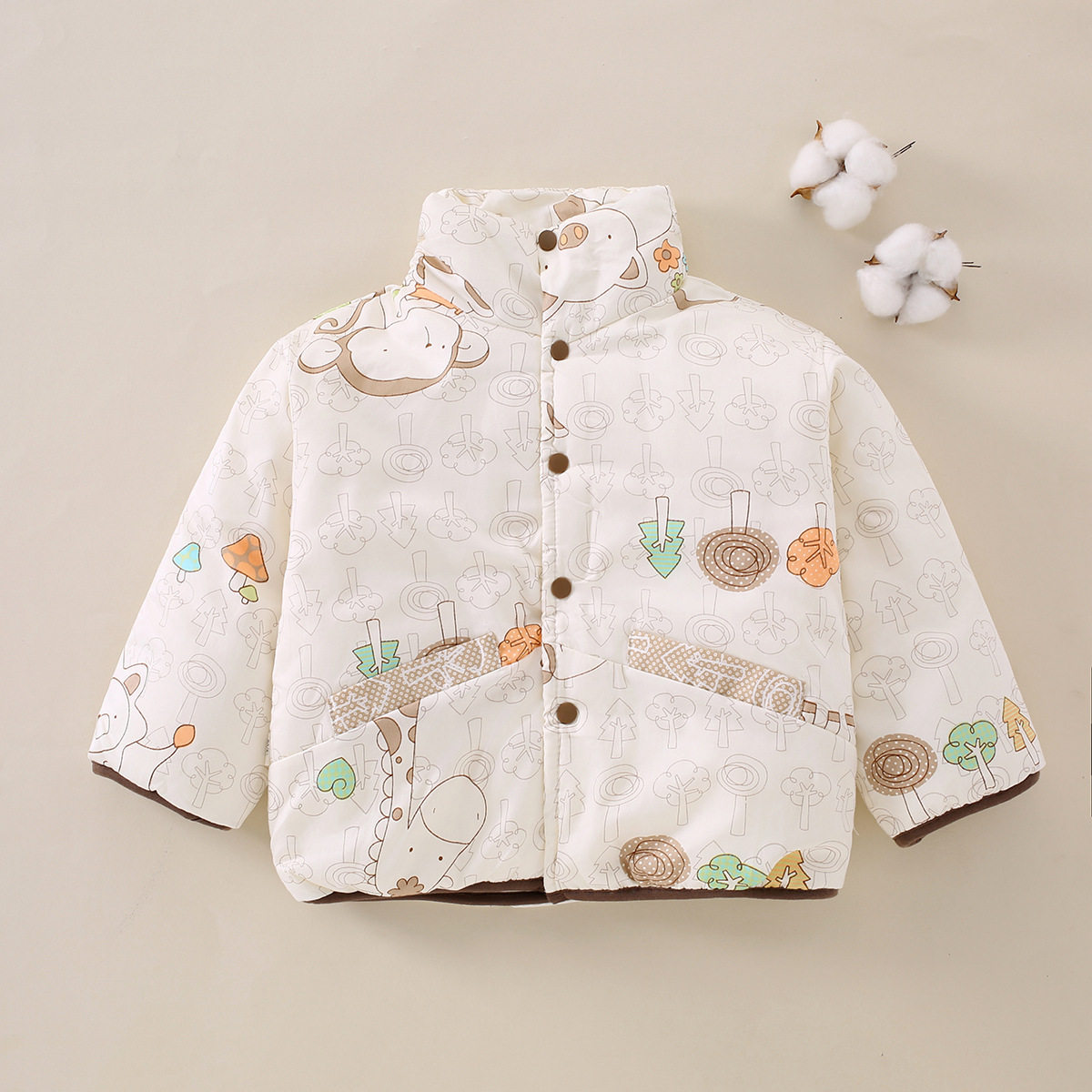 【200g】婴儿手工棉花衣服冬季加厚棉衣棉服男女宝宝卡通棉袄外套