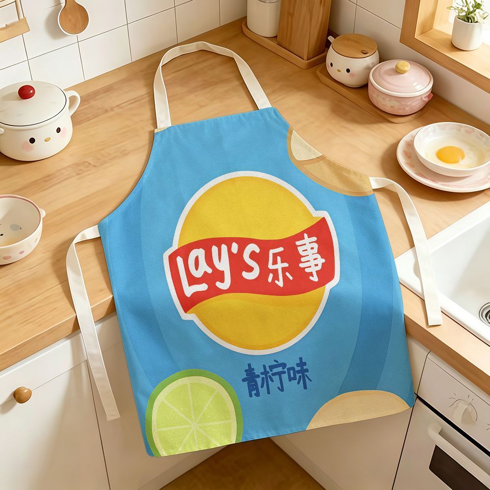 乐事薯片卡通印花图案围裙亲子家用厨房烘培烹饪耐脏防污围裙
