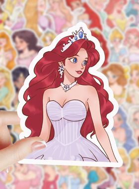 100张迪士尼公主贴纸白雪公主卡通可爱人物角色合集高颜值少女心女生儿童粘贴玩具手机壳笔记本装饰手账贴画