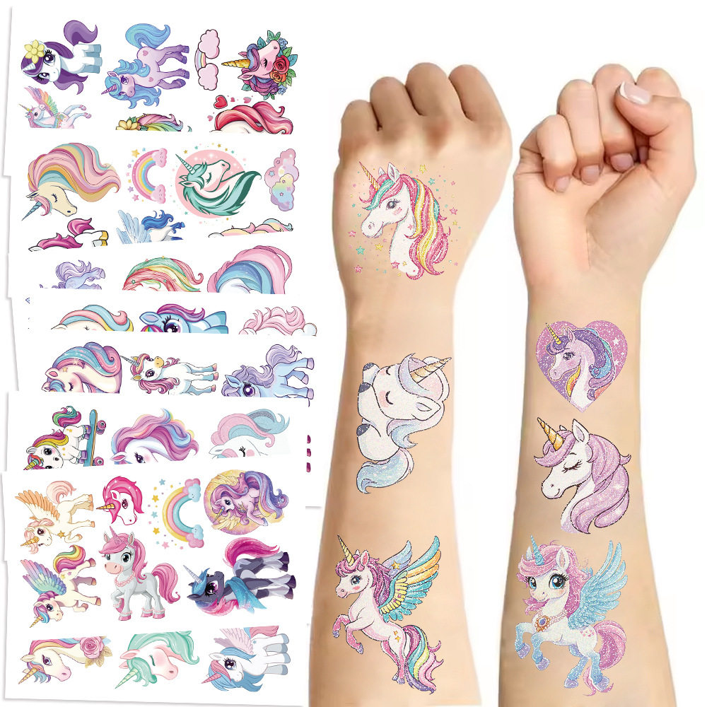 20张独角兽彩虹小马闪粉纹身贴卡通可爱生日派对聚会装饰贴儿童无毒可洗纹身贴防水脸贴,文具电教/文化用品/商务用品,贴纸/立体贴纸,淘宝优惠券,粉丝福利购,淘宝优惠卷